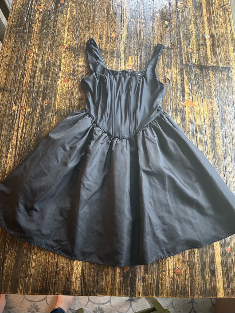 Endless Rose Black Satin Fit-and-Flare corset Dress